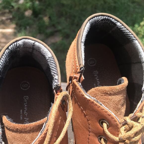 Bruno Marc Plaid Lined Lace Up Suede Boots Tan Men's Size 9 - Picture 7 of 10